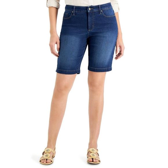Charter Club Pants - Womens Mid-Rise Jean Shorts, Blue, Size 16